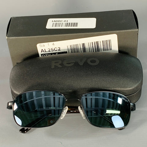 REVO Clive Black Acetate Metal Navigator Polarized Sunglasses