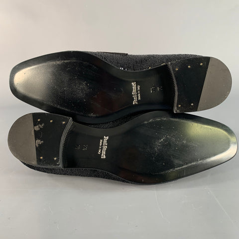 PAUL STUART Size 8.5 Black Sequined Velvet Slip On Loafers