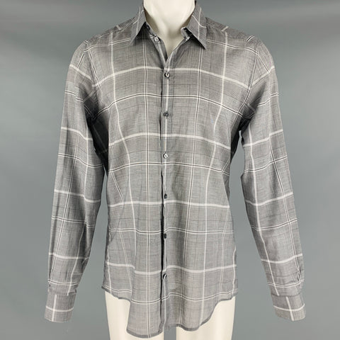DOLCE & GABBANA Size M Black White Plaid Cotton Button Up Long Sleeve Shirt