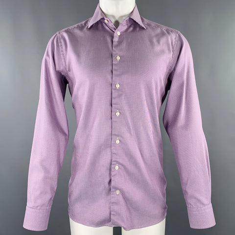 Chemise ETON manches longues en coton à carreaux violet et blanc, taille M