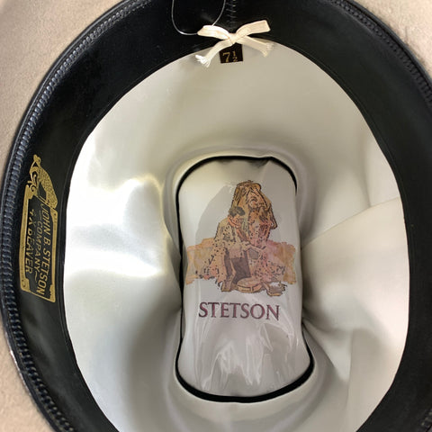 STETSON Size 7.5 Beige Woven Trim Cowboy hat
