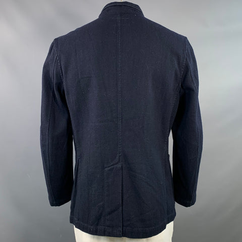 RRL by RALPH LAUREN Size L Navy Herringbone Cotton Blend Notch Lapel Jacket