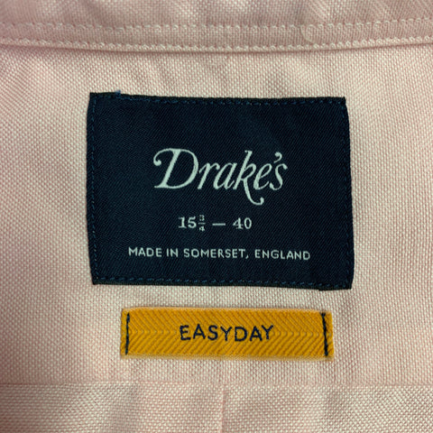 DRAKES LONDON Size M Pink Cotton Button Down Collar One Pocket Long Sleeve Shirt