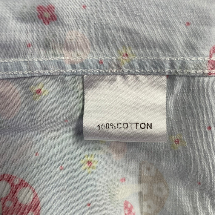 WALTER VAN BEIRENDONCK Size XL Blue Red Cotton Mushrooms One Pocket Long Sleeve Shirt