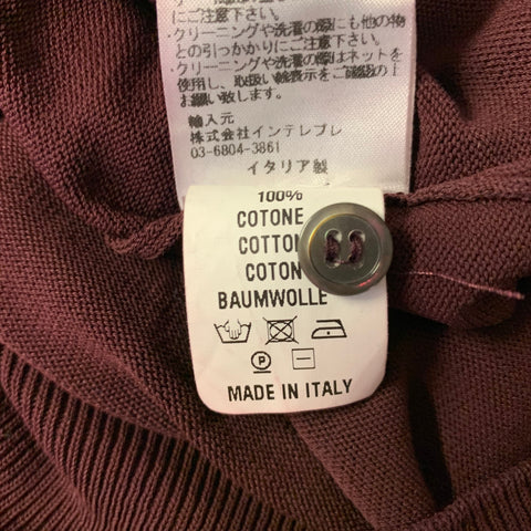 BEAMS Size M Burgundy Knit Cotton Pointed Collar Polo