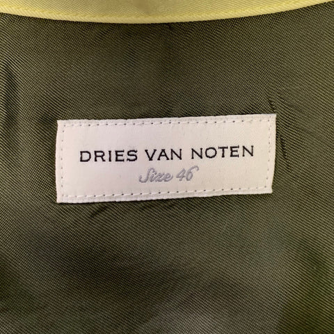 DRIES VAN NOTEN Size M Green Lime Color Block Silk Bowling Short Sleeve Shirt