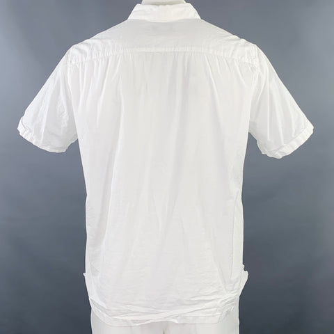 THEORY Size XXL Irving White Cotton One Pocket Short Sleeve Shirt
