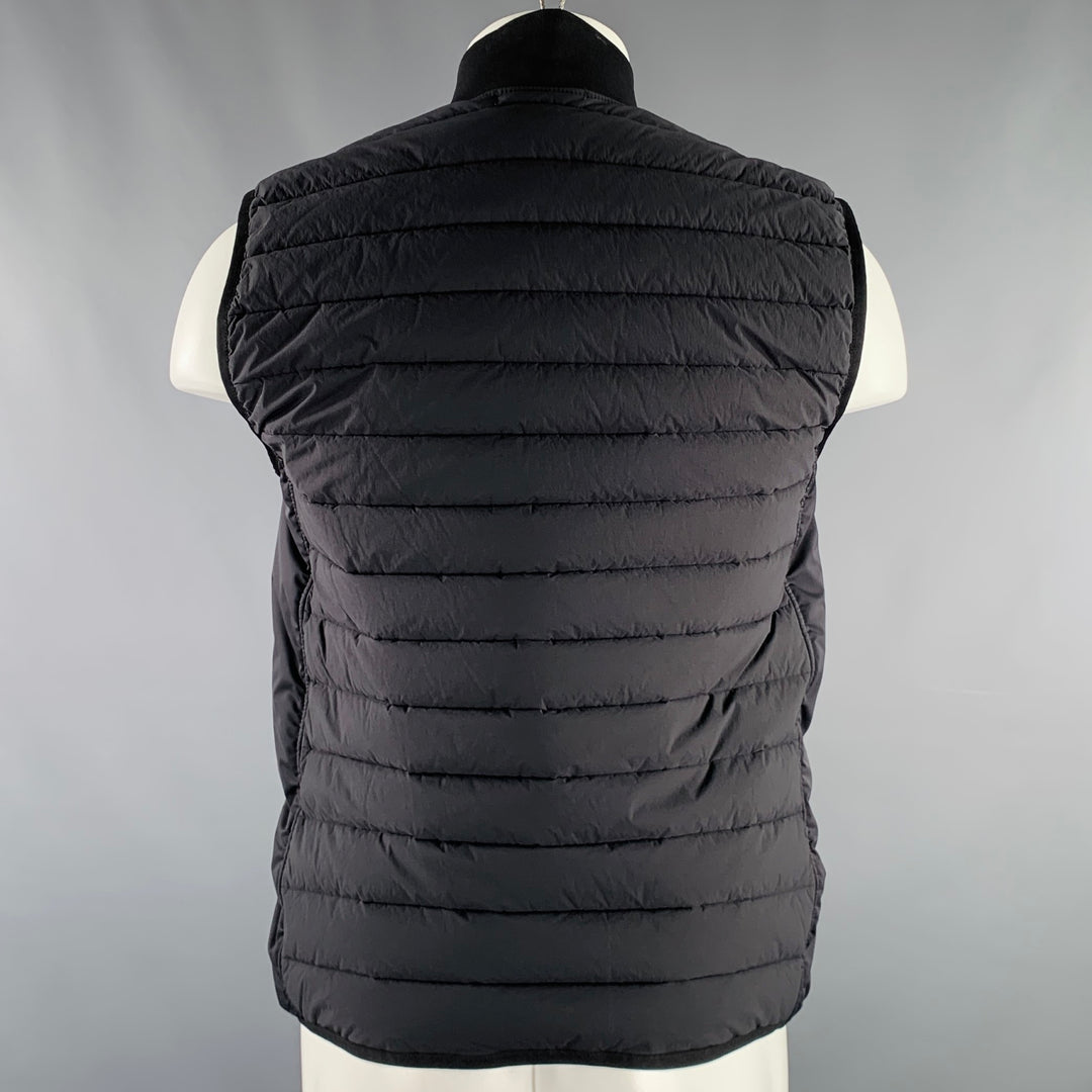STONE ISLAND Size M Black Quilted Polyamide Blend Zip Up Vest