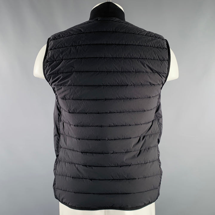 STONE ISLAND Size M Black Quilted Polyamide Blend Zip Up Vest