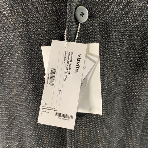 VISVIM Size M Black Brown Tweed Wool Linen Silk Notch Lapel Coat