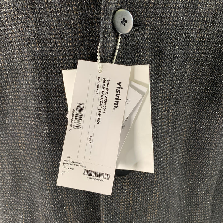 VISVIM Size M Black Brown Tweed Wool Linen Silk Notch Lapel Coat