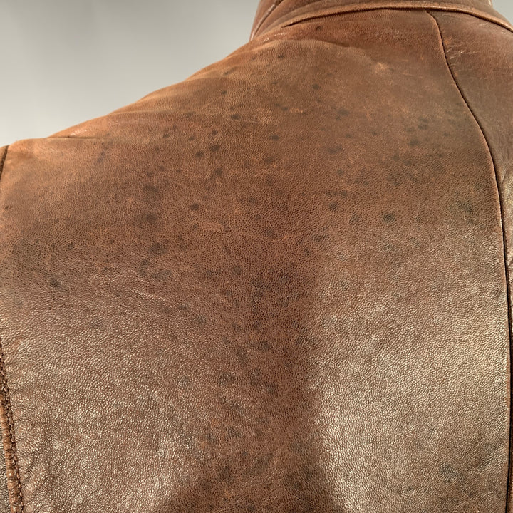 FOG CITY Size 42 Brown Leather Bomber Jacket
