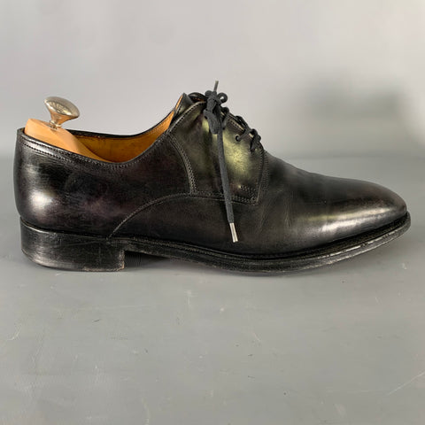 JOHN LOBB Size 9 Black Leather Pointed Toe Lace Up Shoes