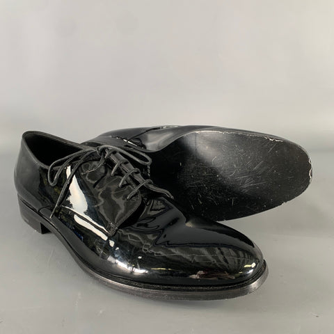 GIORGIO ARMANI Size 9.5 Black Leather Lace Up Shoes