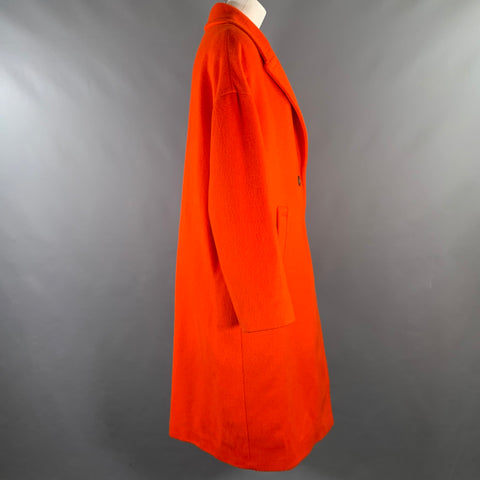 GOLDEN GOOSE Size M Orange Wool Blend Notch Lapel Coat
