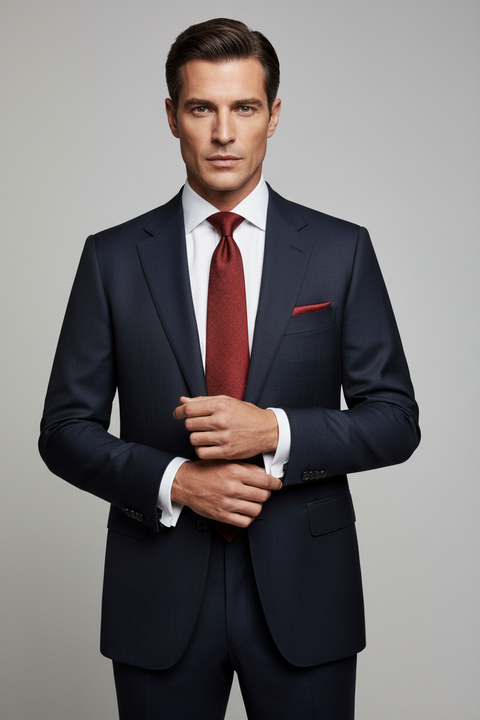 BRIONI Burgundy White Geometric Silk Tie