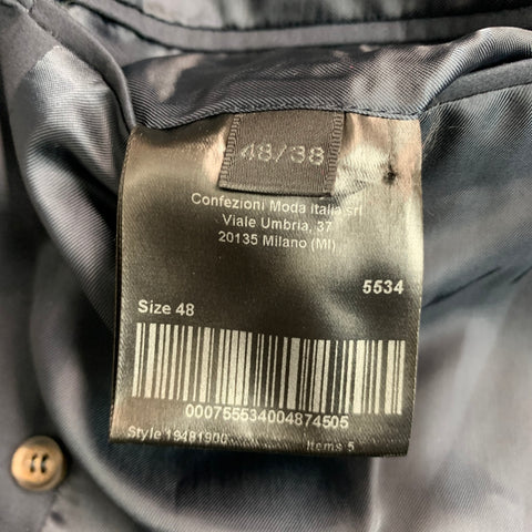 CALVIN KLEIN COLLECTION Size 38 Navy Cotton Double Breasted Sport Coat