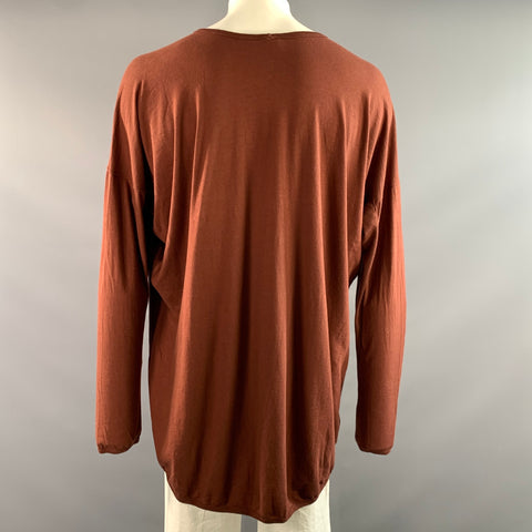JAN JAN ESSCHE VAN Size L Burgundy Solid Cotton Cashmere Long Sleeve Shirt