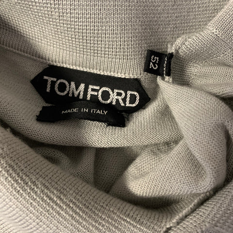TOM FORD Size L Grey Light Grey Knitted Cashmere Silk Buttoned Polo