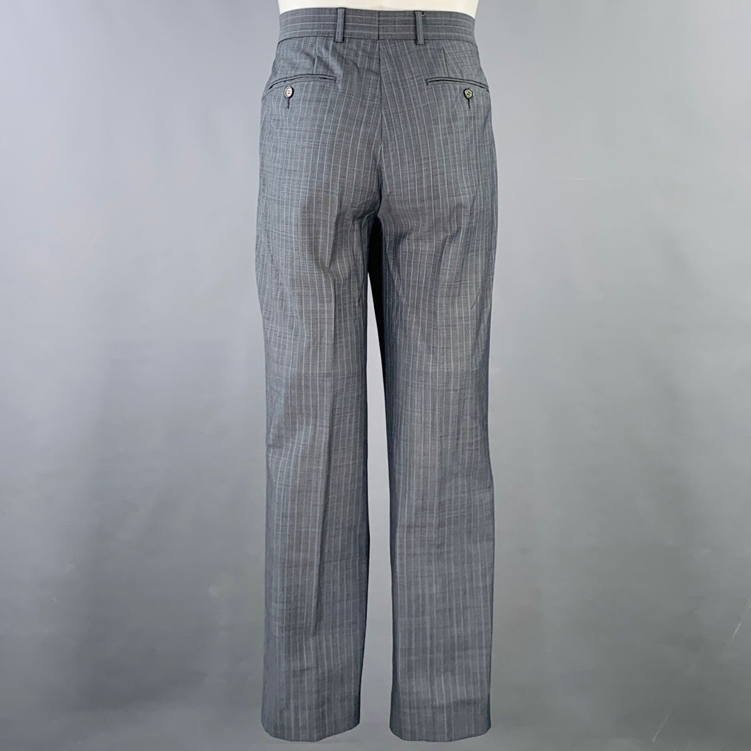 TED BAKER Size 40 Grey Blue Pinstripe Wool Mohair Notch Lapel Suit