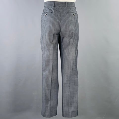 TED BAKER Size 40 Grey Blue Pinstripe Wool Mohair Notch Lapel Suit