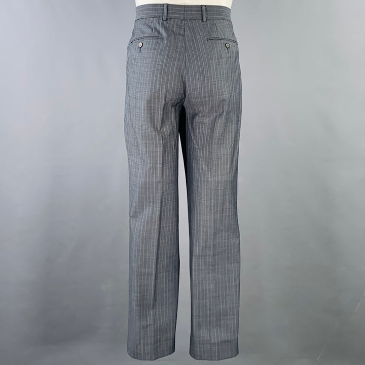 TED BAKER Size 40 Grey Blue Pinstripe Wool Mohair Notch Lapel Suit