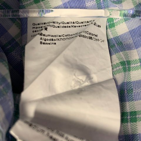 Chemise à carreaux manches longues HUGO BOSS, taille L, bleue, blanche et verte