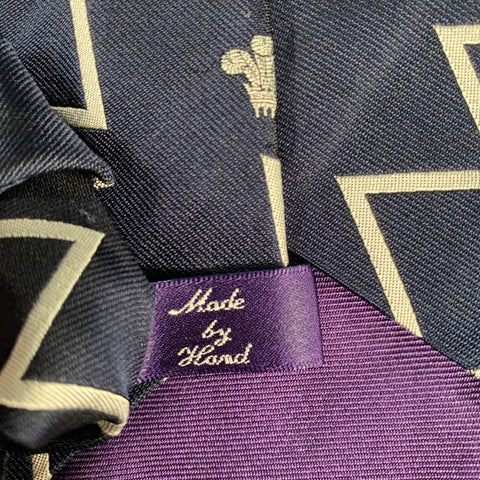 RALPH LAUREN Navy White Mixed Pattern Silk Tie