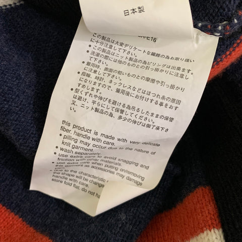 SACAI AW2016 Size M Blue White & Orange Stripe Wool Knit Pullover