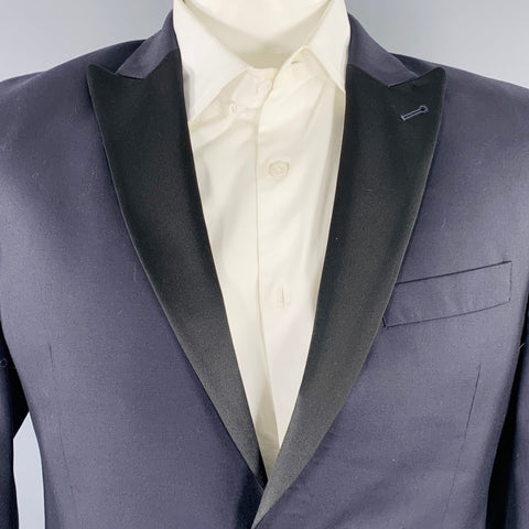 DUCKIE BROWN Veste de sport/smoking en laine noir et bleu marine taille 42