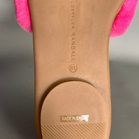 LOEFFLER RANDALL Size 8.5 Pink Shearling Textured Slide Sandals