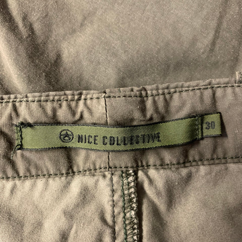 NICE COLLECTIVE Size 30 Green Olive Color Block Cotton Cargo Shorts