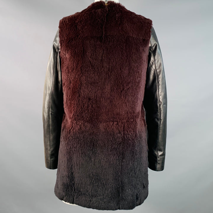 MACKAGE Size XS Black Brown Lambskin Leather Rabbit Fur Ombre Zip Jacket