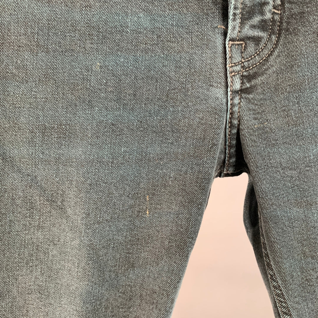 ACNE STUDIOS Size 31 Blue Cotton Blend Twill Slim Straight Button Fly Jeans