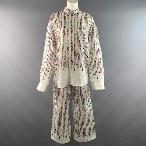 MSGM Size 6 White Multi-Color Polyester Beaded Pattern Outfits & Sets