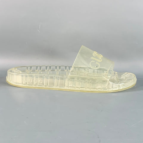 GUCCI Size 10.5 Clear Transparent Logo Rubber Slide Sandals