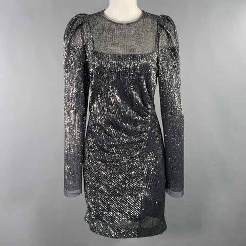 DOROTHEE SCHUMACHER Size M Grey Silver Polyester Sequined Long Sleeve Dress