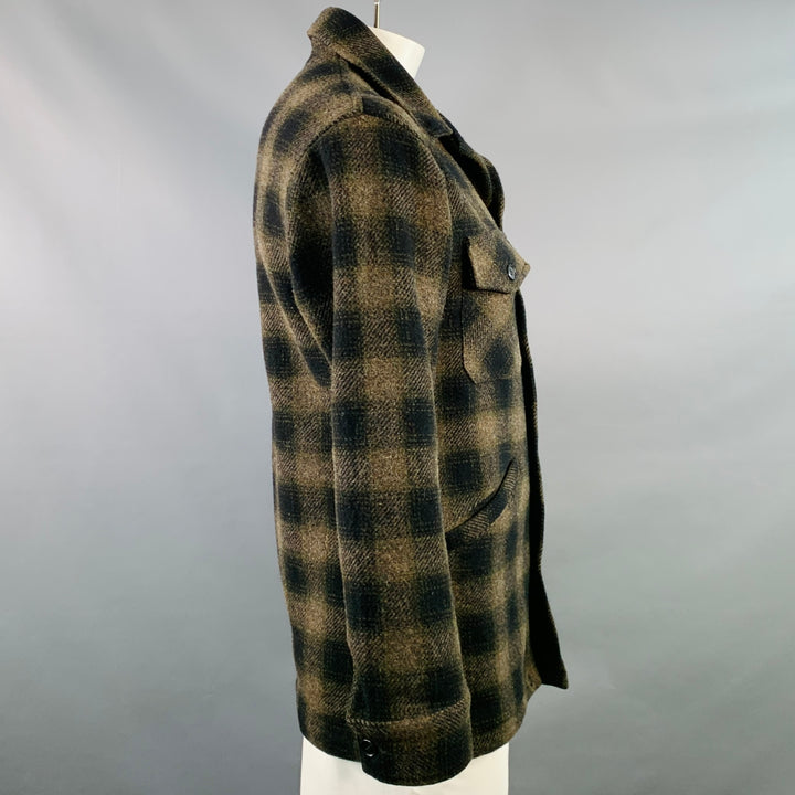 PENDLETON Size L Brown Black Checkered Wool Worker Jacket