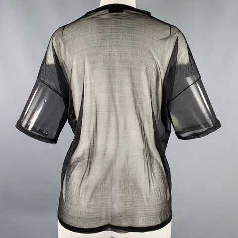 AKRIS Size 6 Black Silk T-Shirt Casual Top
