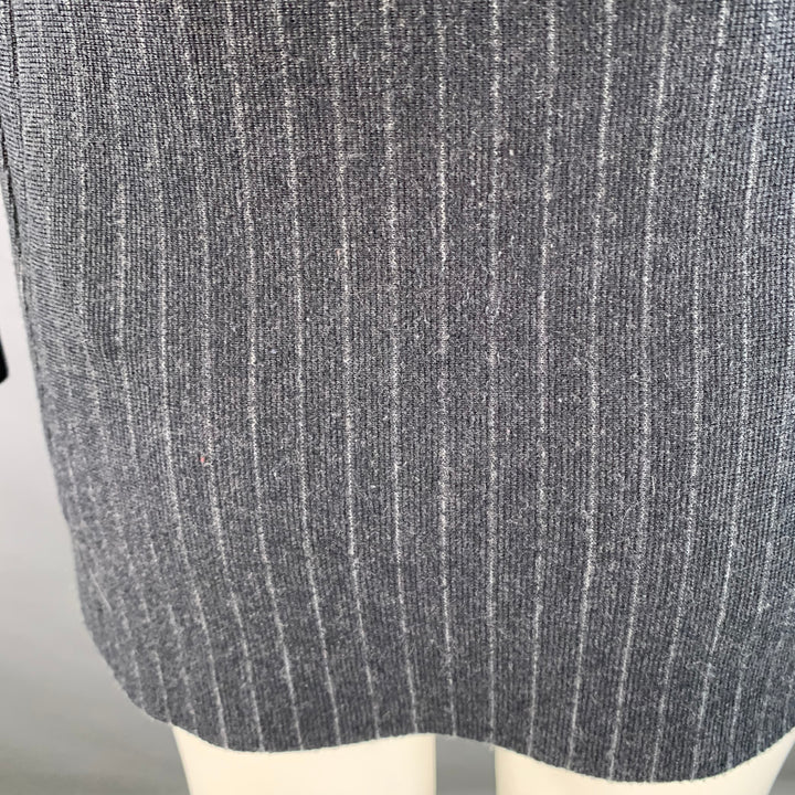 EMPORIO ARMANI Size S Regular Charcoal Grey Stripe Double Breasted Notch Lapel Sport Coat