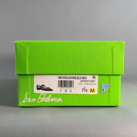SAM EDELMAN Size 7.5 Black Silver Mesh Studded Mary Jane Flats
