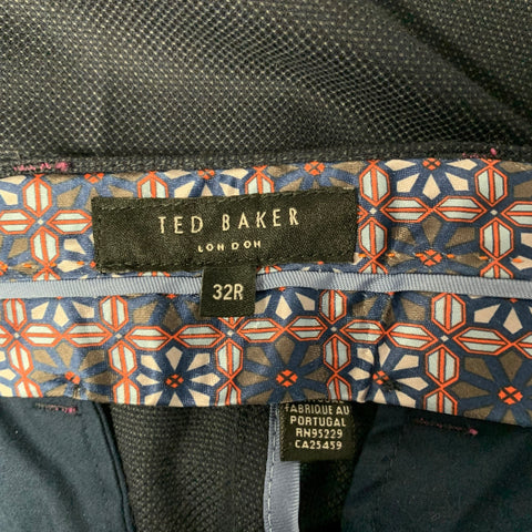 TED BAKER Size 36 Navy Pink Contrast Stitch Polyester Blend Suit