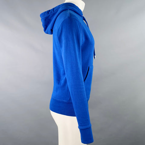 MAISON KITSUNE Size XS Blue Orange Logo Cotton Hooded Sweatshirt