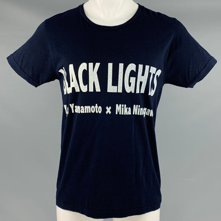 YOHJI YAMAMOTO Camiseta Algodón Logo Blanco Marino Talla M