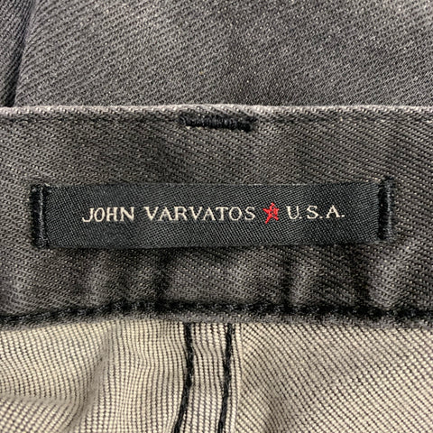 JOHN VARVATOS * U.S.A. Size 34 Grey Charcoal Distressed Cotton Blend Jeans