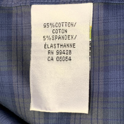 BUGATCHI Size XL Blue Grey Plaid Cotton Blend Long Sleeve Shirt
