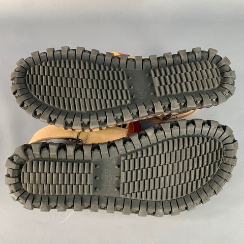 VALENTINO Size 9 Tan Multi Color Embroidery Leather Straps Sandals