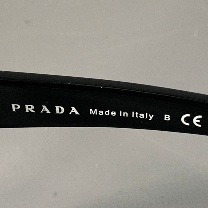 PRADA Black Silver Studded Acetate Oversized Round Sunglasses
