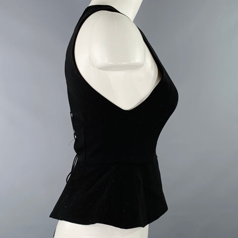 N/NICHOLAS Size 2 Black Polyester Back Corset Lace-Up Vest