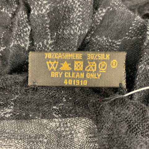 LOUIS VUITTON Black Grey Checkered Cashmere Silk Scarves